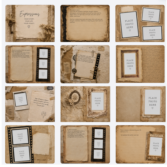 Expressions Vintage Digital Journal Scrapbook Canva Template